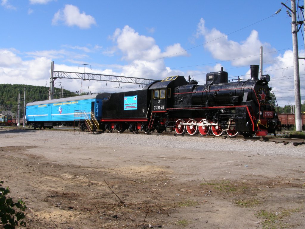 August 3, 2008. Medvezhegorsk. Steam locomotive ER−791-70